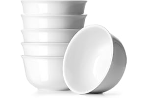 DOWAN White Cereal Bowls for Oatmeal, 20 Ounces Deep Soup Bowls Set of 6, Classic Round Style Ceramic Bowl Set for Pho Noodle