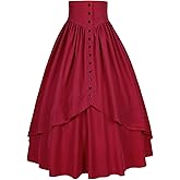 itsjake Women Victorian Skirt Medieval Renaissance Peasant Skirt Floor High Waisted Fluttering Long Skirt
