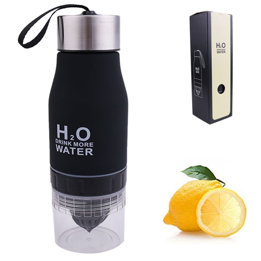 Water Bottle Cups Fruit Lemon 650ml H2O Infusing Health Juice Infuser Squeezer Cup Outdoor Sport Water Bottle - Save Your Money and Hydrate the Healthy Way - Multiple Colors - Black