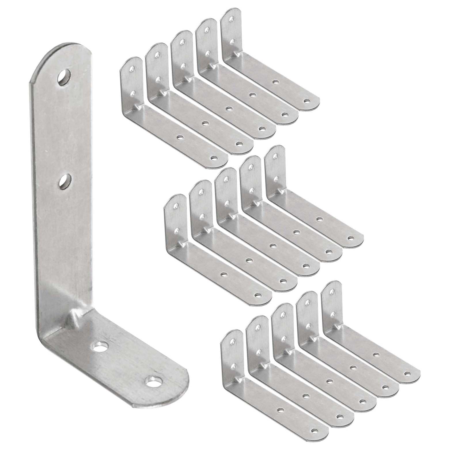 OMIDEAS 15 x Angle Bracket (50 x 100 x 25) 90 Degree Right Shelf Corner Brace Plate Wood Metal Connecting Fixing Joining Repair Support L Galvanised Connector