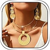 Zehope Gold African Choker Necklace Jewelry Set Africa Statement Pendant Necklaces Earring Sets for Women