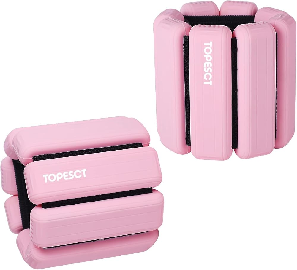 TOPESCT Adjustable Wrist Weights Set of 2 1lb Each Pink