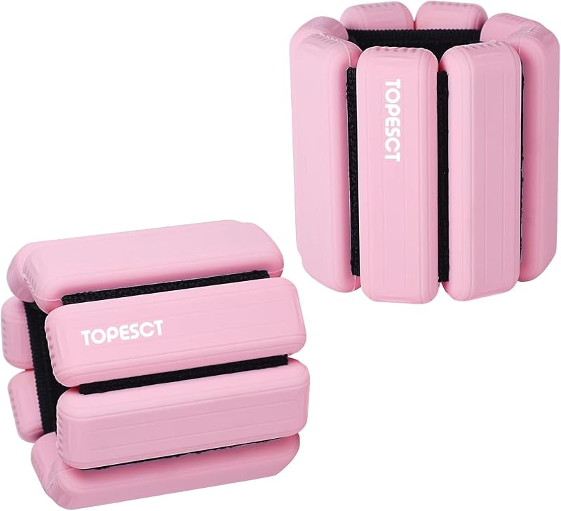 TOPESCT Adjustable Wrist Weights Set of 2 1lb Each Pink