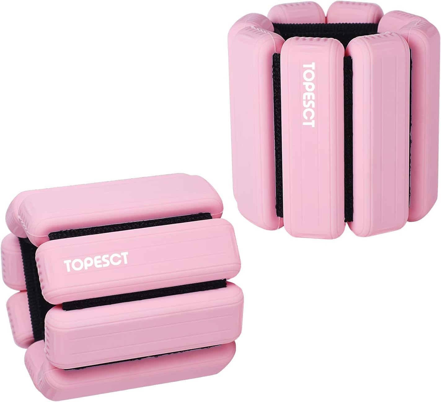 TOPESCT Adjustable Wrist Weights - Set of 2 (1lb Each) | Wearable Wrist & Ankle Weights Bracelet for Yoga, Dance, Barre, Pilates, Cardio, Aerobics, Walking (1lb/each, Pink)