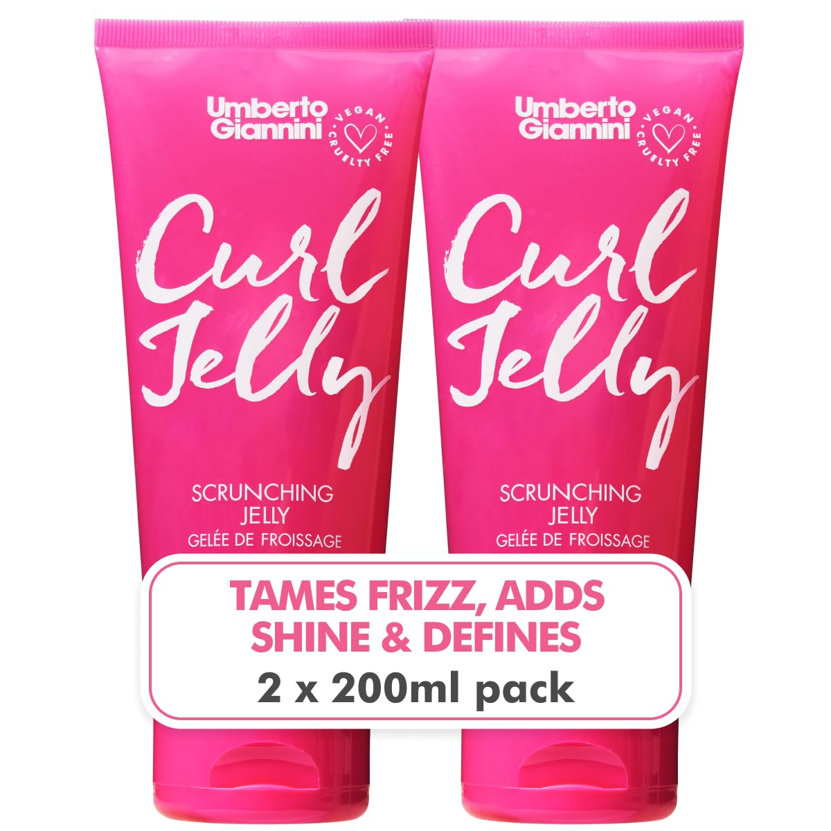Umberto Giannini Curl Jelly Scrunching Jelly, Vegan & Cruelty Free Frizz Styling Curl Control Hair Gel for Curly or Wavy Hair (Curl Jelly 2 Pack)