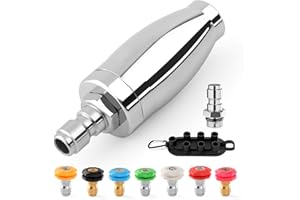 GIANTOOL Pressure Washer Tips Turbo Nozzle Pressure Washer 4000 PSI 360°Rotating Power Washer Nozzles with 1/4” Quick Connect 3.5 Orifice, 7 Pressure Washer Nozzle Tips Set for Concrete, Brick, Driveway(4GPM)