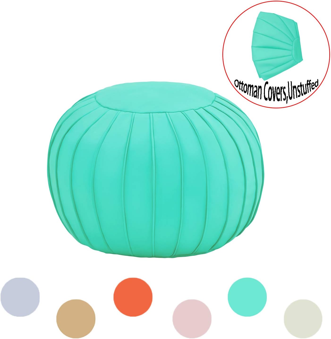 Comfortland Unstuffed Ottoman Pouf Covers Small Faux Leather Foot