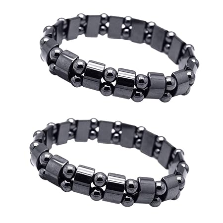 Fitness Armband Magnet Hämatit-Metallmagnetfeldtherapie Armbänder 2pcs zum Körperliche Gesundheit halten für Männer oder Frau