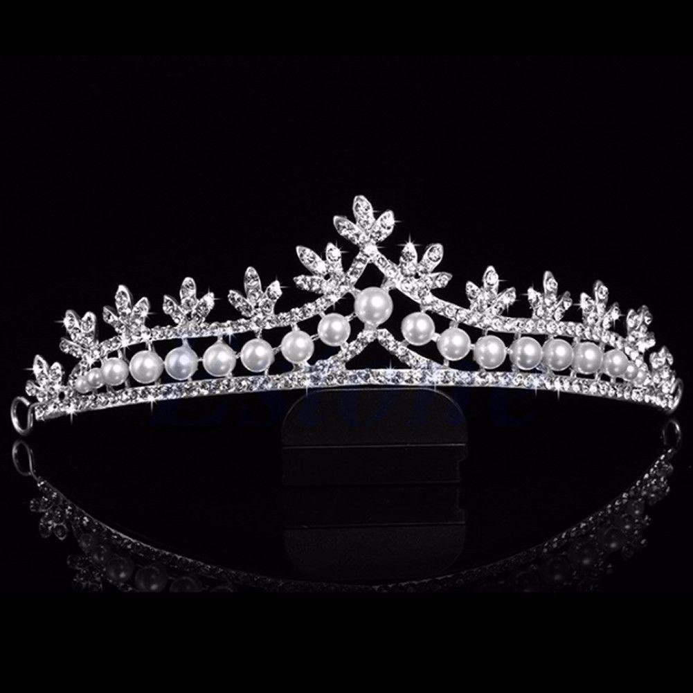 Abeillo Hochzeit Braut Perle Kronen-Stirnband Tiara Charmantes Strass Kopfstück Silber