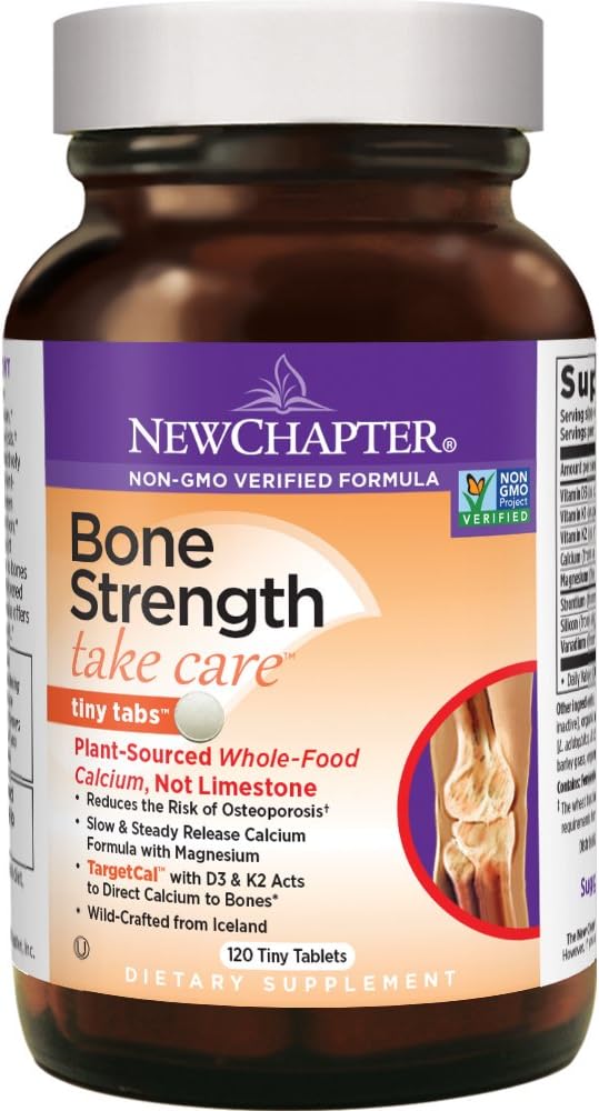 New Chapter Calcium Supplement – Bone Strength Whole Food Calcium with Vitamin K2 + D3 + Magnesium, Vegetarian, Gluten Free 240ct Tiny Tabs (40 day supply): Health & Personal Care