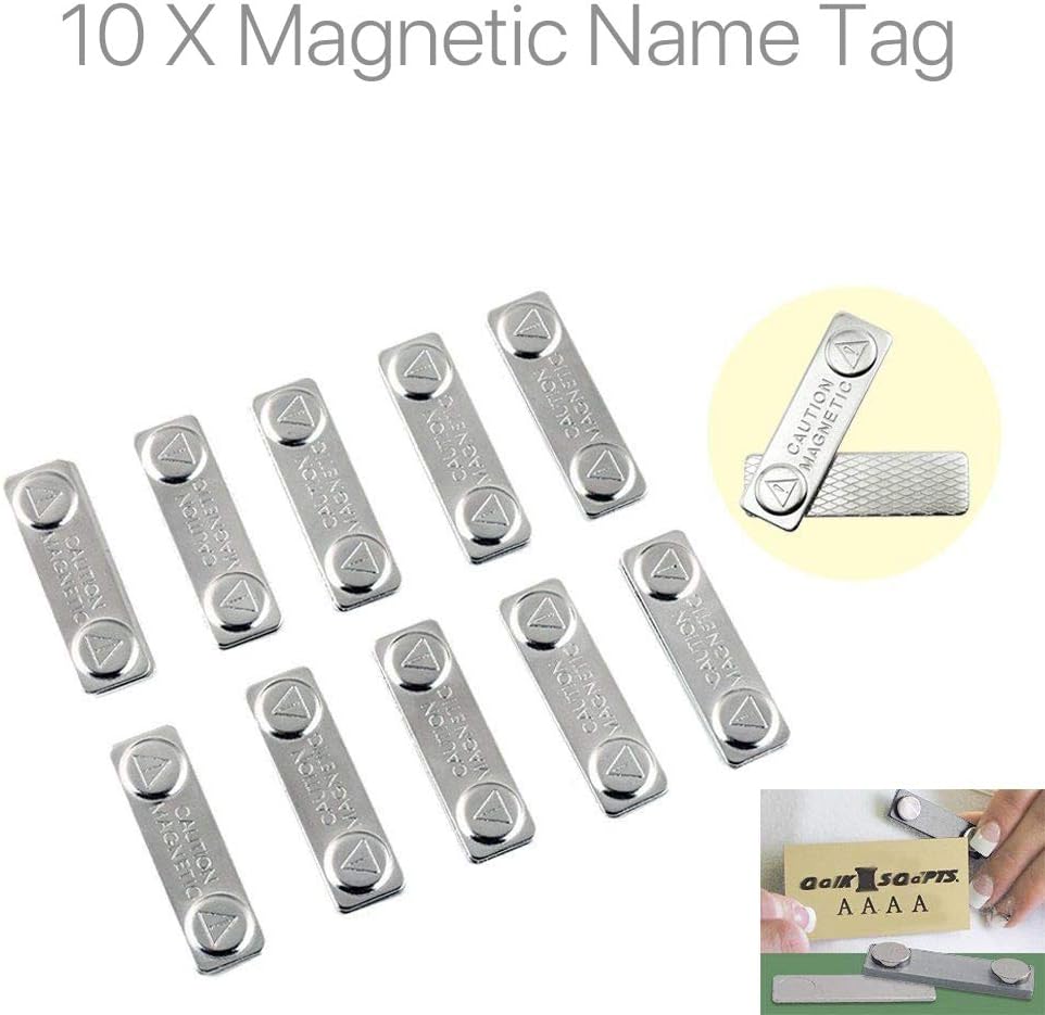Beaute 10X Magnetic Name Badge Tag Fastener Attachment Self Adhesive Strong Magnet, Silver, 4.5 x 1 cm - Image 3