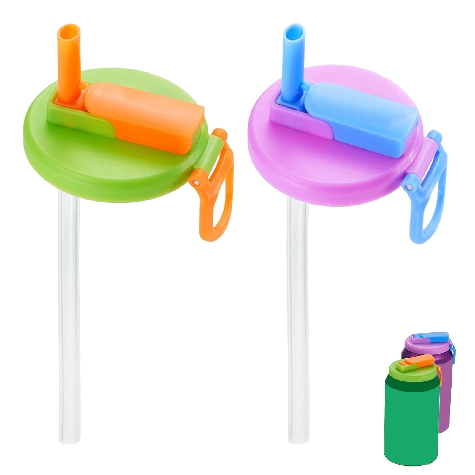 2 Pcs Can Cover With Straw, Soda Can Covers with Silicone Straw, With Straws Soda Can Lids For Drinks Cans Reusable Drinks Supplies Fit For Standard Canned Beverage Juice Seltzer Can Lids for Tins