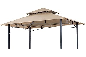 SCOCANOPY Replacement Canopy Grill BBQ Gazebo Roof Top Fit for Gazebo Model L-GG001PST-F,(Light Beige)