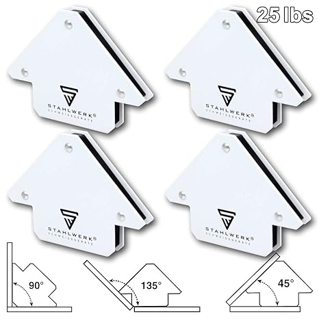 STAHLWERK Magnetische Schweißwinkel Magnetwinkel Schweißmagnet Winkelmagnet, 45° x 90° x 135°, Haftkraft jeweils 25 lbs / 11,