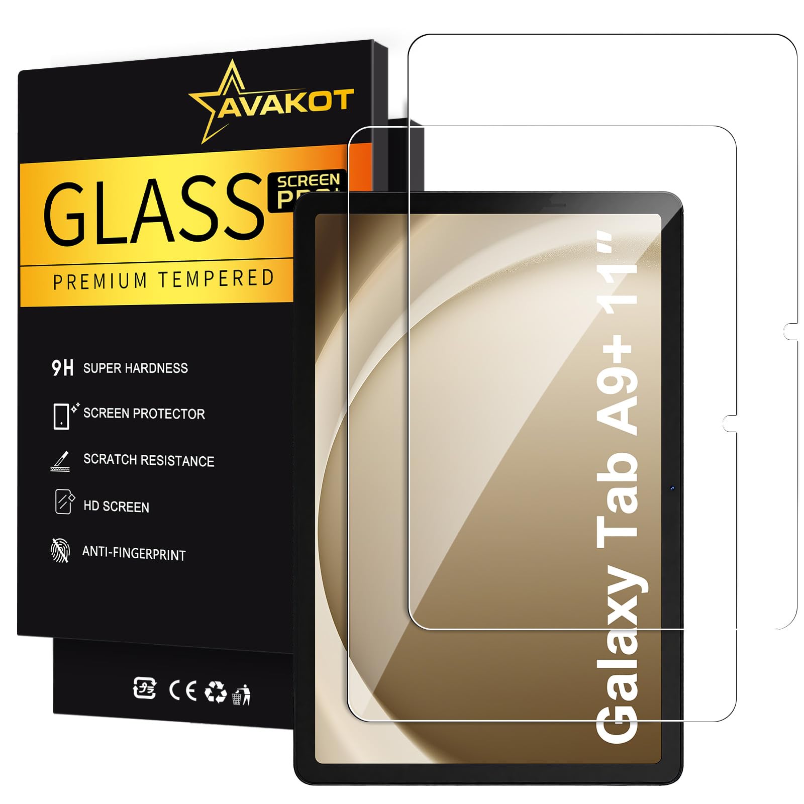 Photo 1 of avakot 2 Pack Screen Protector for Samsung Galaxy Tab A9 Plus 2023, Tempered Film Ultra Thin Anti-Fingerprint Touch Sensitive Screen Protector for Galaxy Tab A9 Plus