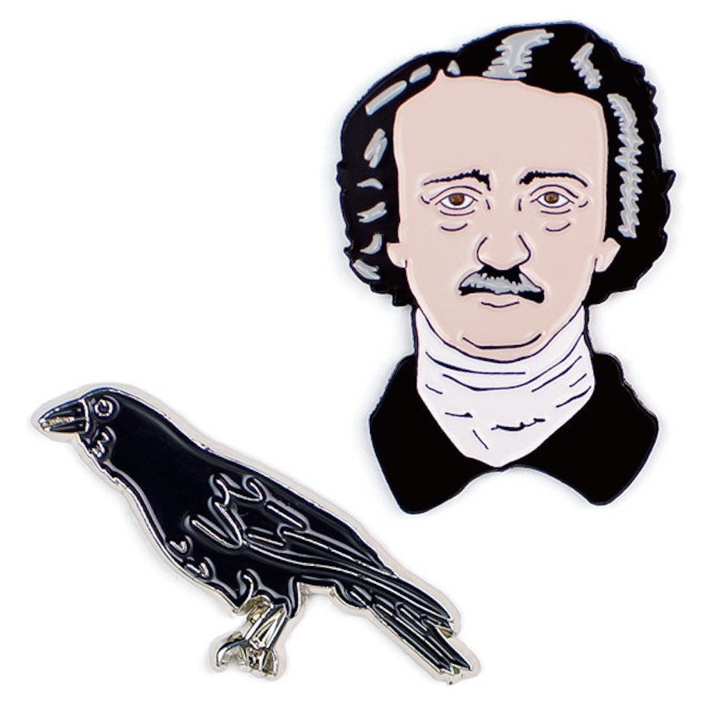 Poe and Raven Enamel Pin Set – Strong Rubber Backing...