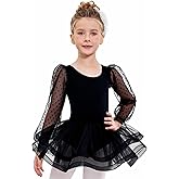 Zaclotre Ballet Leotards for Girls Mesh Long Sleeve Toddler Tutu Dress Dance Outfit Ballerina Costume