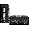 Mini Desktop Computer, Industrial Fanless Mini PC Computers N100 Micro Firewall Appliance, 4 * 2.5Gbe i225 LAN Ports POE in, Mini Server 8GB DDR4 RAM 128GB SATA SSD, USB-C/5*USB/HD+DP