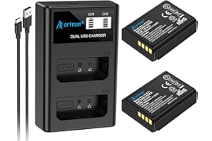 Artman LP-E10 Battery 2-Pack 1600mAh and Upgraded USB-C Dual LCD Charger for Canon LP E10, EOS Rebel T3 T5 T6 T7 T100, Kiss X