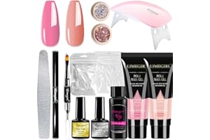 BEURRYKTOO Poly Gel Nail Kit with UV Light Starter Kit 2 Colors Builder Gel Extension Nail Thickening Solution Manicure Tools Kit for Beginners Nail Art DIY Gift for Girls Women