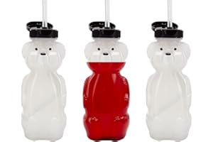 Cornucopia Brands Honey Bear Straw Cups (3-Pack); 8-Ounce Therapy Sippy Bottles w/Flexible Straws