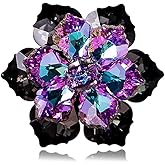 Rhinestone Flower brooch Pin Large Crystal Flower brooch Lapel Pins Wedding Party Birthday Dance Banquet Dress Suit Ceremony Clothes Hat Bag Accessories Jewelry for Women (Black1)