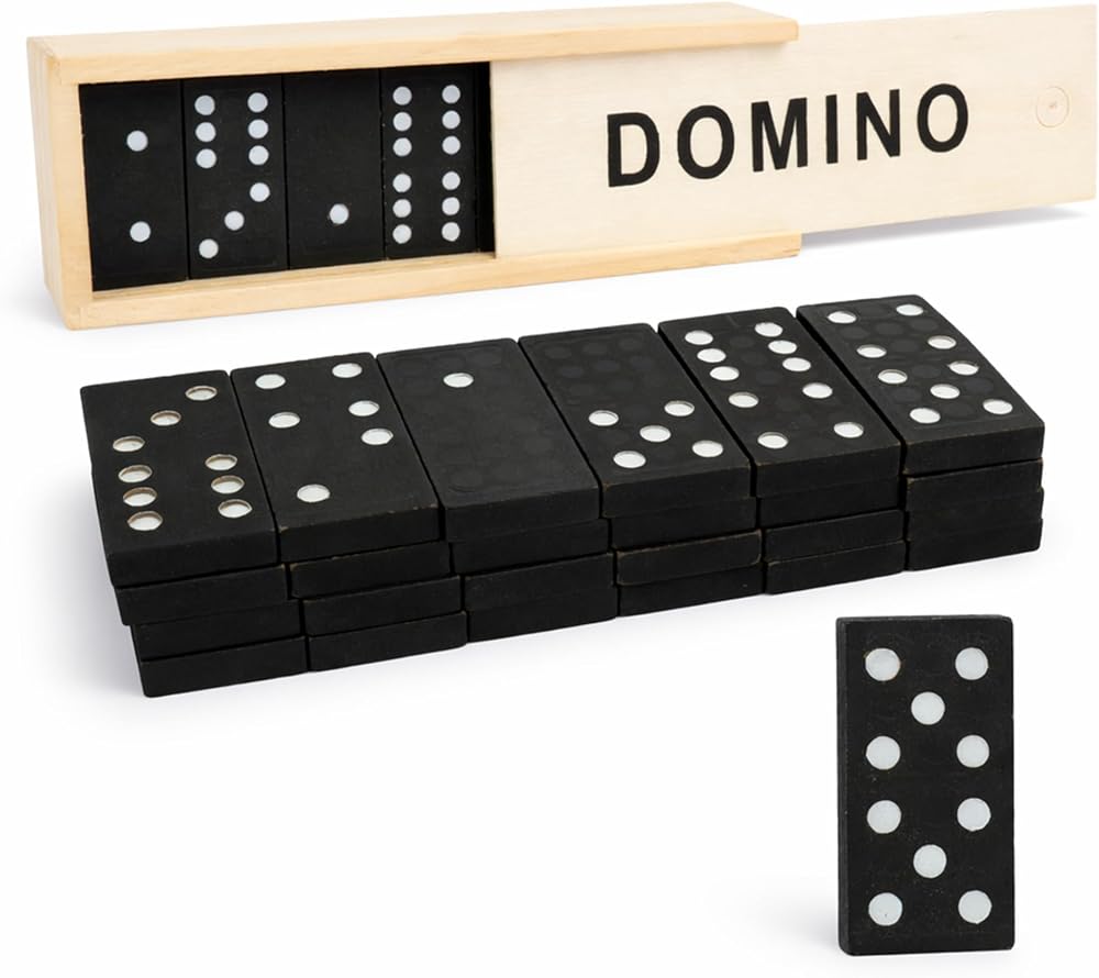 D.A.Y. Republic 28pc Double Six Domino Set in Wooden Case Traditional Travel