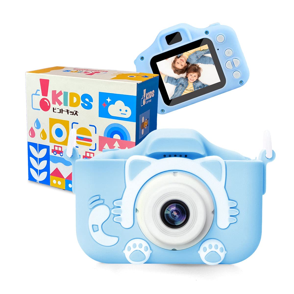 [Amazon限定ブランド] ピントキッズ ネコトイカメラ キッズカメラ 安全ストラップ付 (ソーダ)商品画像