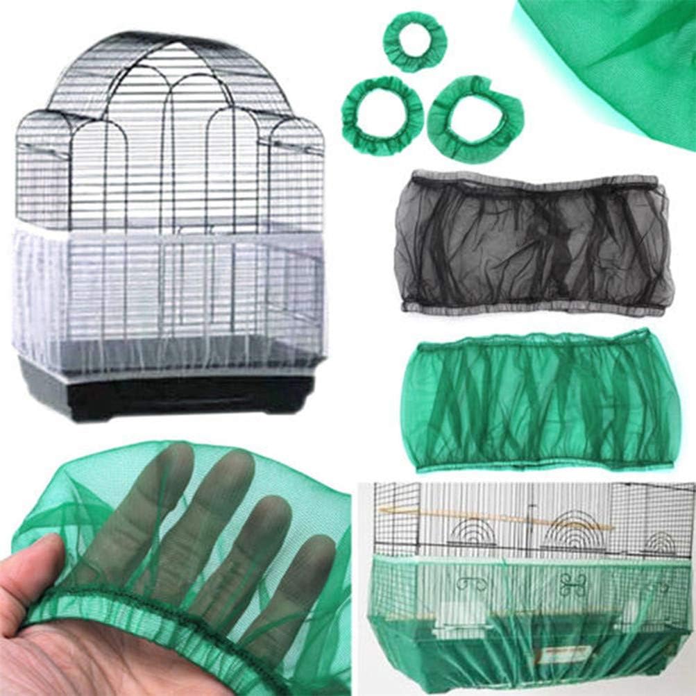Flybloom Nylon Mesh For Birds Cage Shell Shell Net Skirt Easy Cleaning Seed Protection Bird Cage Accessories(M green)