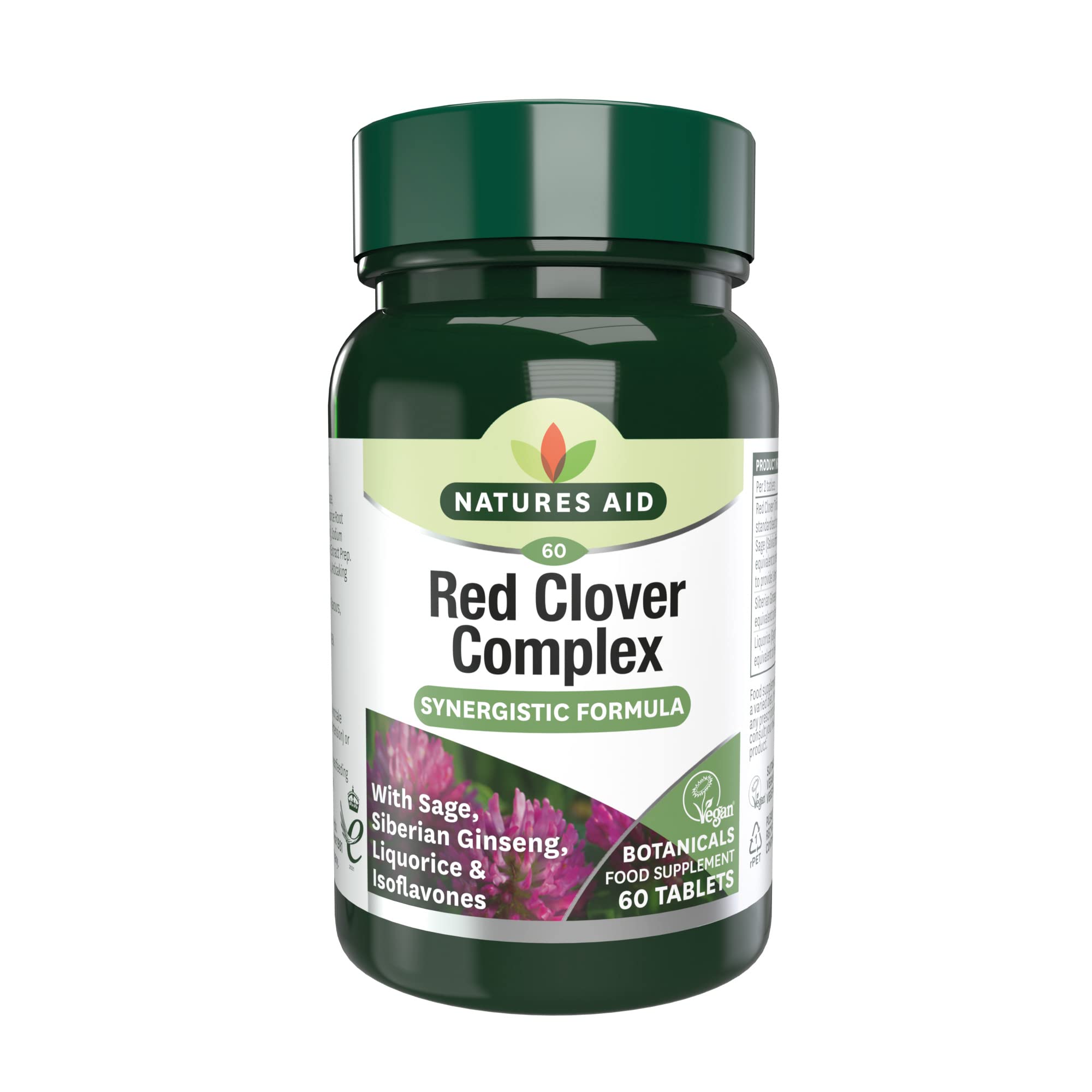 Natures Aid Red Clover Complex – with Isoflavones, Sage, Ginseng & Liquorice – Supports Women’s Health, Hormonal Balance & Menstrual Comfort – Vegan, Gluten-Free, Non-GMO Supplement - 60 Tablets