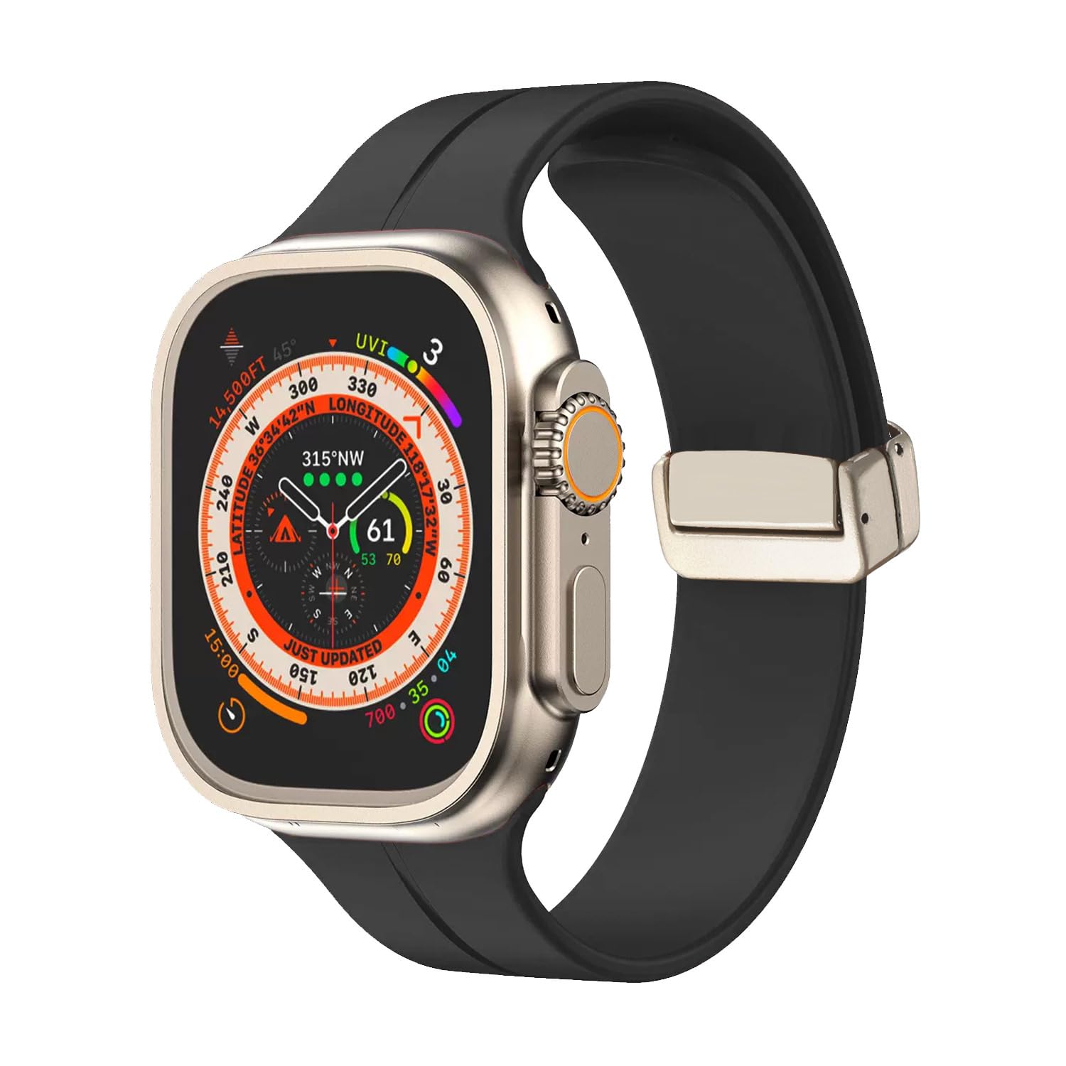 MUENShop Silicone Strap Compatible with Apple Watch Rubber 49mm 45mm 44mm 42mm Magnetic Clasp Sport Straps Men Women Replacement Band for iWatch Series 9 8 7 6 5 4 3 2 1 & SE,Ultra/Ultra 2