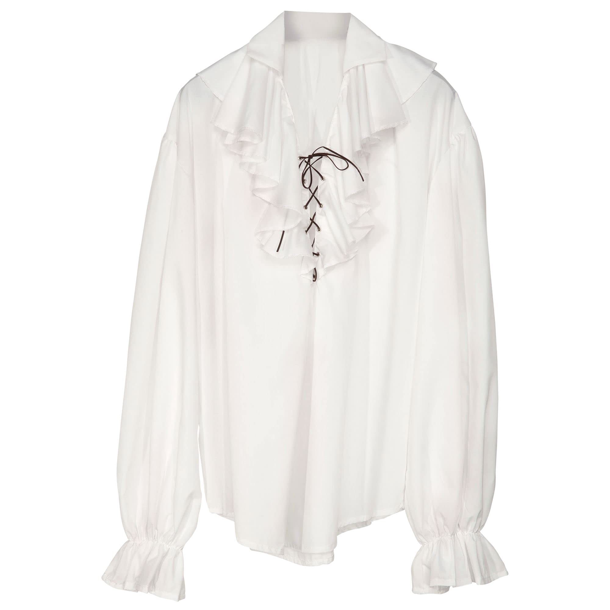 Pirate Shirt Mens - White Costume for Buccaneer Fancy Dress