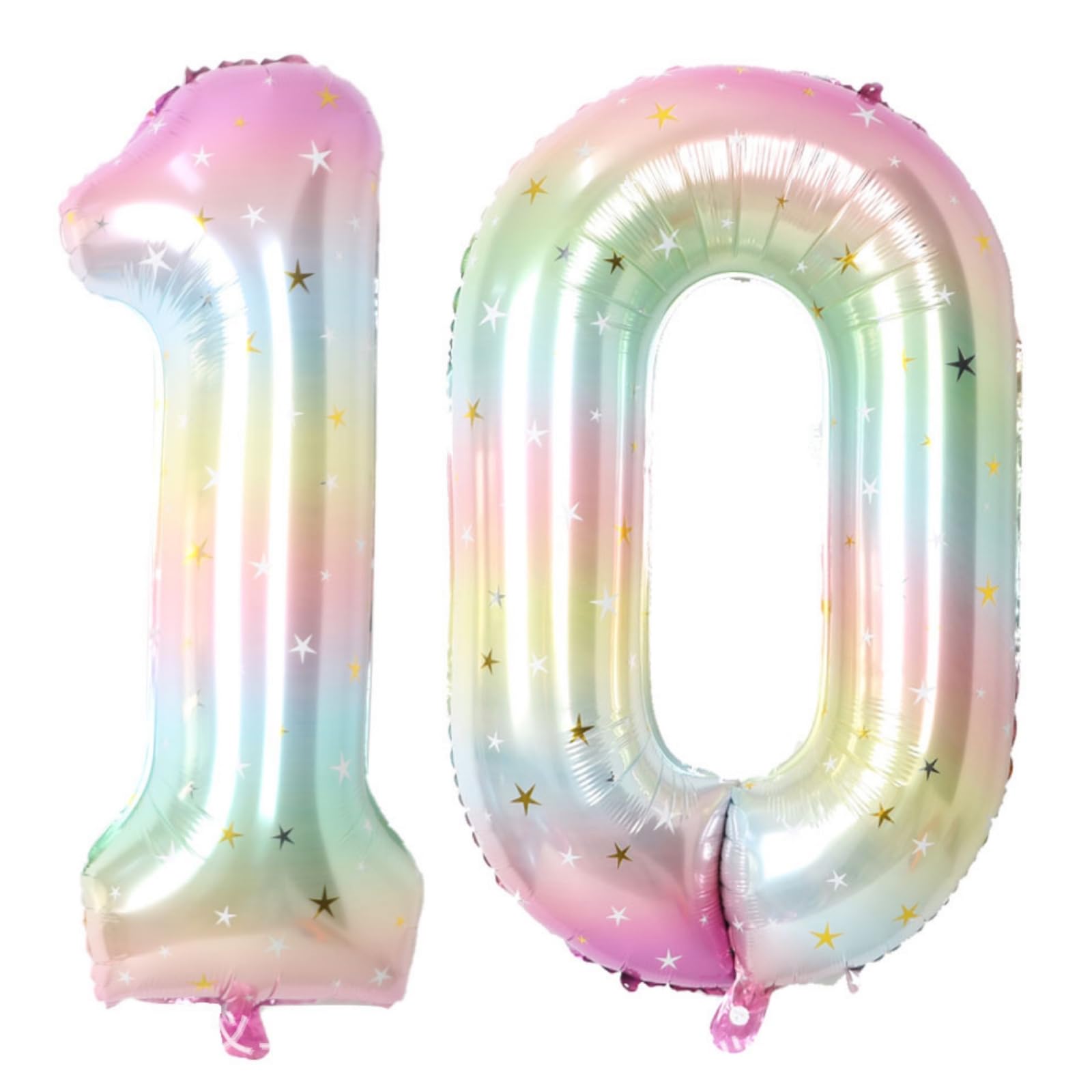 Photo 1 of 40-Inch Stars Rainbow Number 10 Balloons, 10th Birthday Decorations for Girls Boys, 10th Birthday Balloons, Birthday Party Decor Supplies. (Stars Rainbow 10)