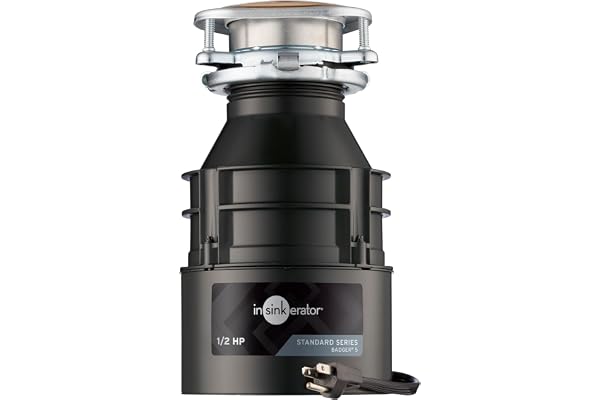 InSinkErator Badger 5 Garbage Disposal with Power Cord, Standard Series 1/2 HP Continuous Feed Garburator, Badger 5 W/C