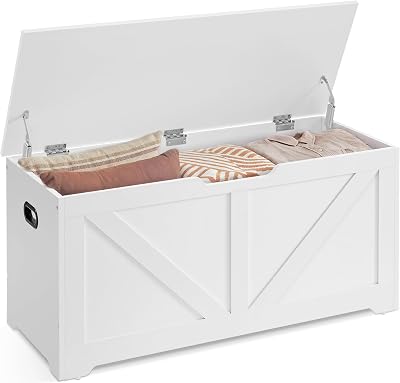 VASAGLE Storage Chest Bench 40x80x46 cm Cloud White LSB062T14