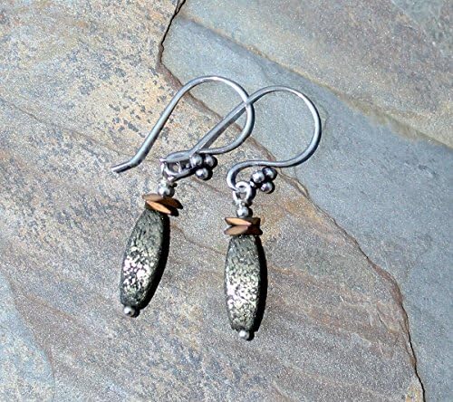 Pyrite Earrings, Bronze Stone Earrings, Natural Stone Earrings, Semi Precious Stone, Gemstone Earring, Handmade Earrings, Boho Earrings