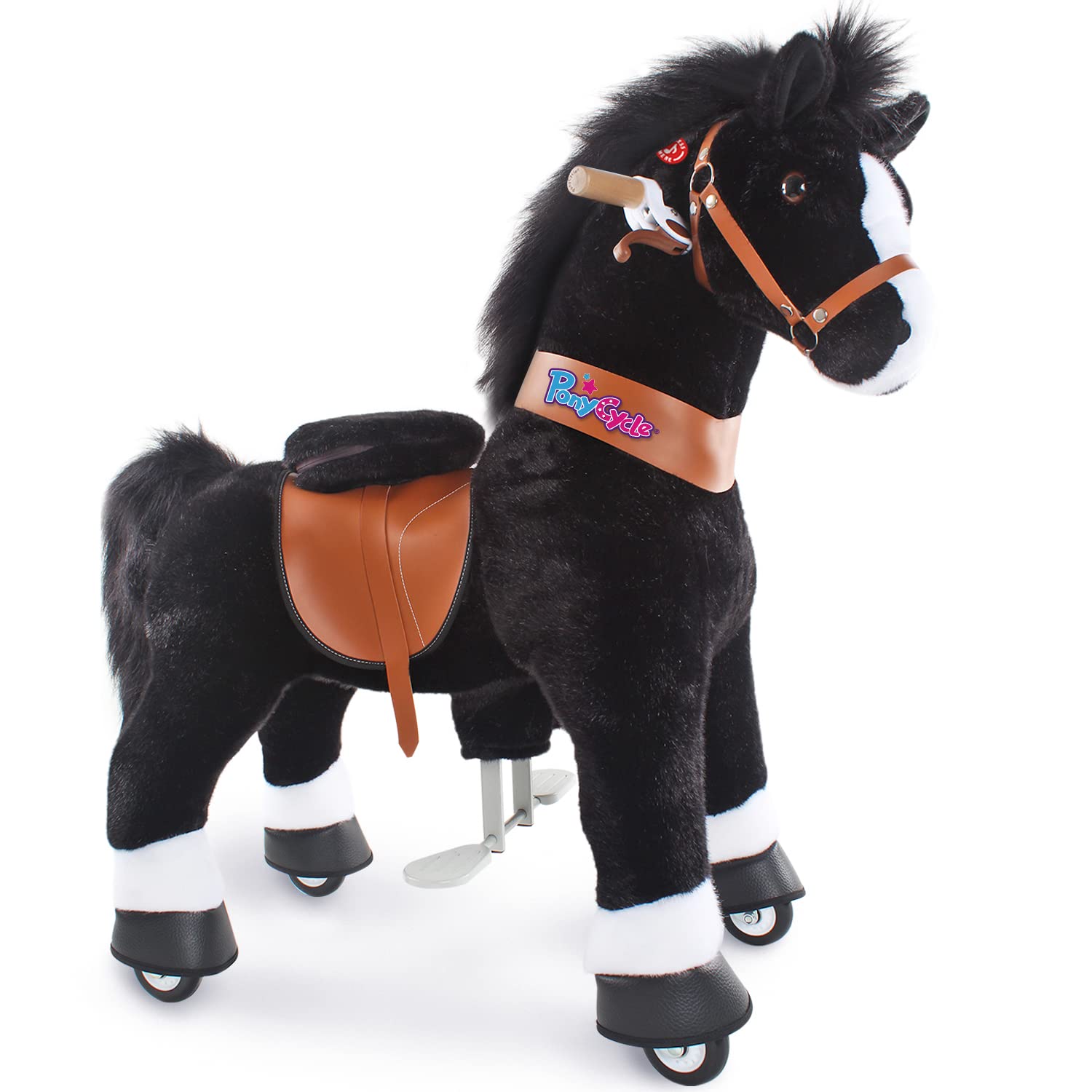 PonyCycle Mechanical Ride On Pony Hobby Horse Toy with Wheels Classic Model U Plush Walking Animal Rideable Horse for Toddlers Ages 4-7 Indoor Outdoor Riding Horse Toy Black Ux426 — image 1