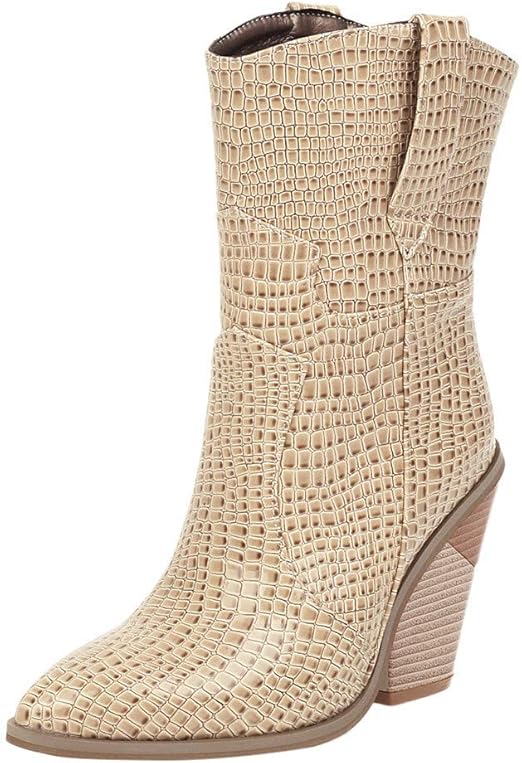 beige cowboy ankle boots