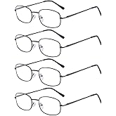 Eyekepper 4 Pairs Reading Glasses Metal Frame Reader Eyeglasses with Spring Hinges for Men for Women Reading