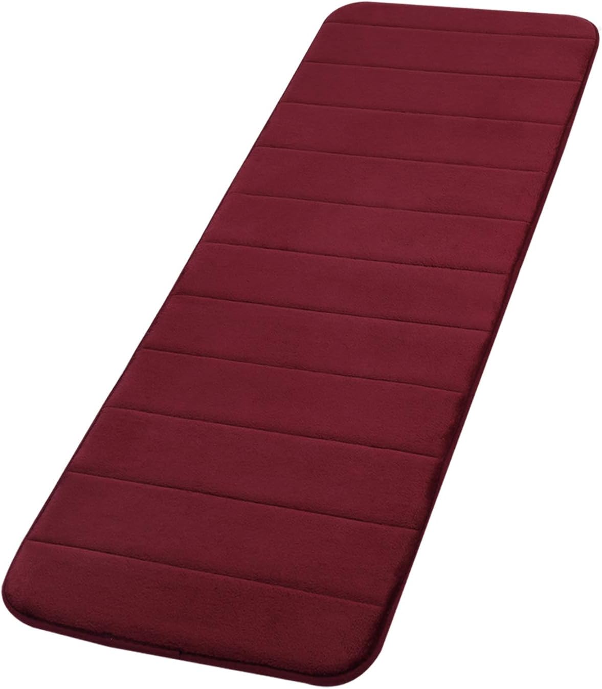 Amazon Com Aoacreations Non Slip Soft Memory Foam Bathroom Runner Rug Mat Striped For Bath Kitchen 47 X 16 40cm X 120cm Runner Burgundy Kitchen Dining