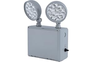 COMPASS 360 Compass CU2WG Emergency Lights for Power Failure with 2 Adjustable LED Lamp Heads, 90-Minute Run Time, Commercial Grade UL924 Wet Location Remote Capable, 120-277V, Grey
