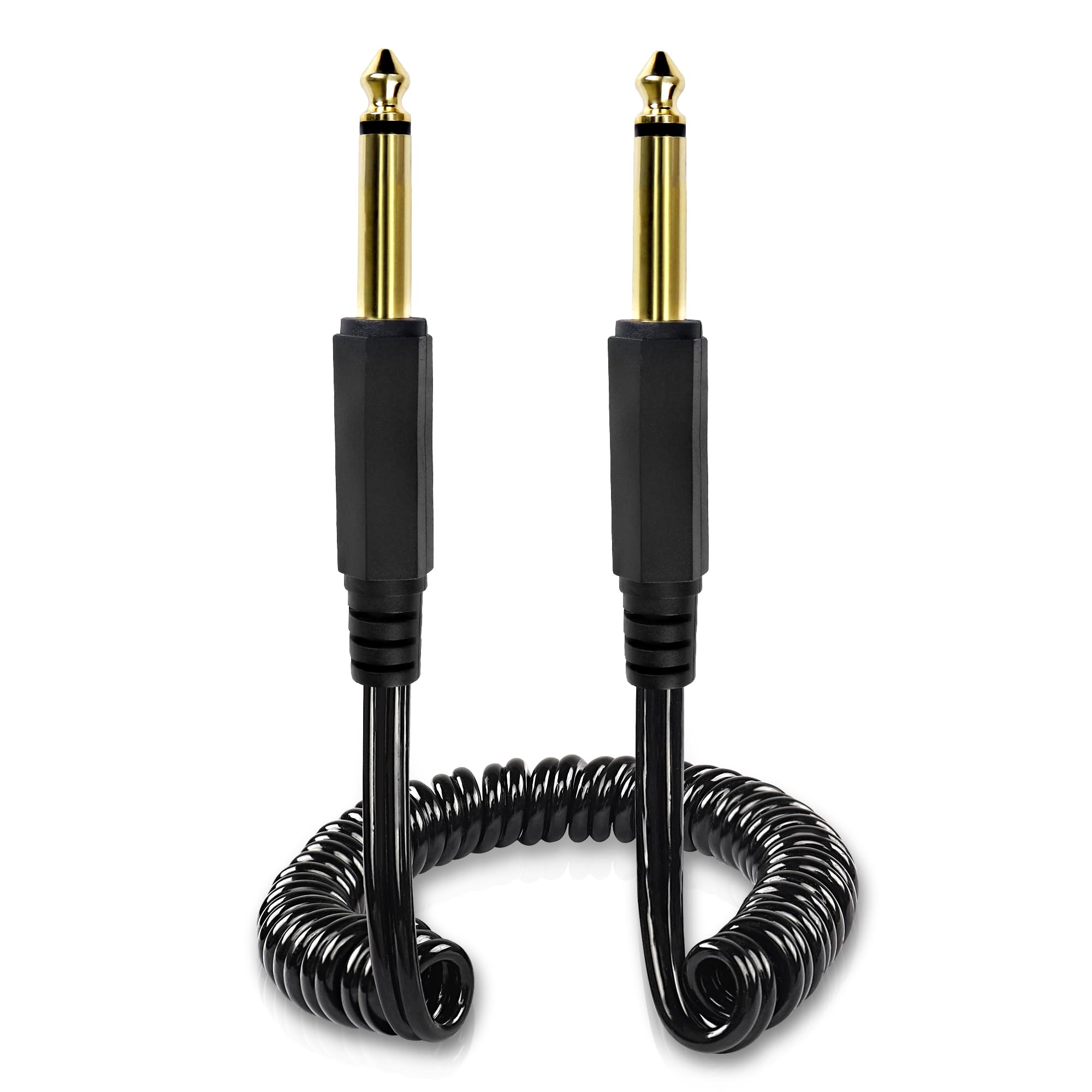MEIRIYFA 1/4 Audio Cable Guitar Instrument Coiled Cable, 6.35mm 1/4'' TS Male to 6.35mm 1/4'' TS Male Mono Audio Extension Cord for Electric Guitar Bass Keyboard Amp (M-M)