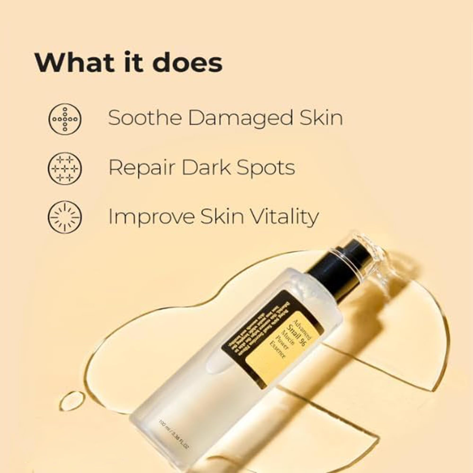 COSINGKIN Advanced Snail Mucin 96% Power Repairing Essence, Serum, Hydrating Serum For Face With Secretion Filtrate Dull And Damaged Skin, Anti-Aging & Discoloration Correcting 100 ML