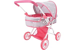 Bebamour Baby Doll Stroller Set 2 in 1 Babydoll Stroller with Removable Bassinet Doll Carriage Toy Doll Stroller for Toddlers