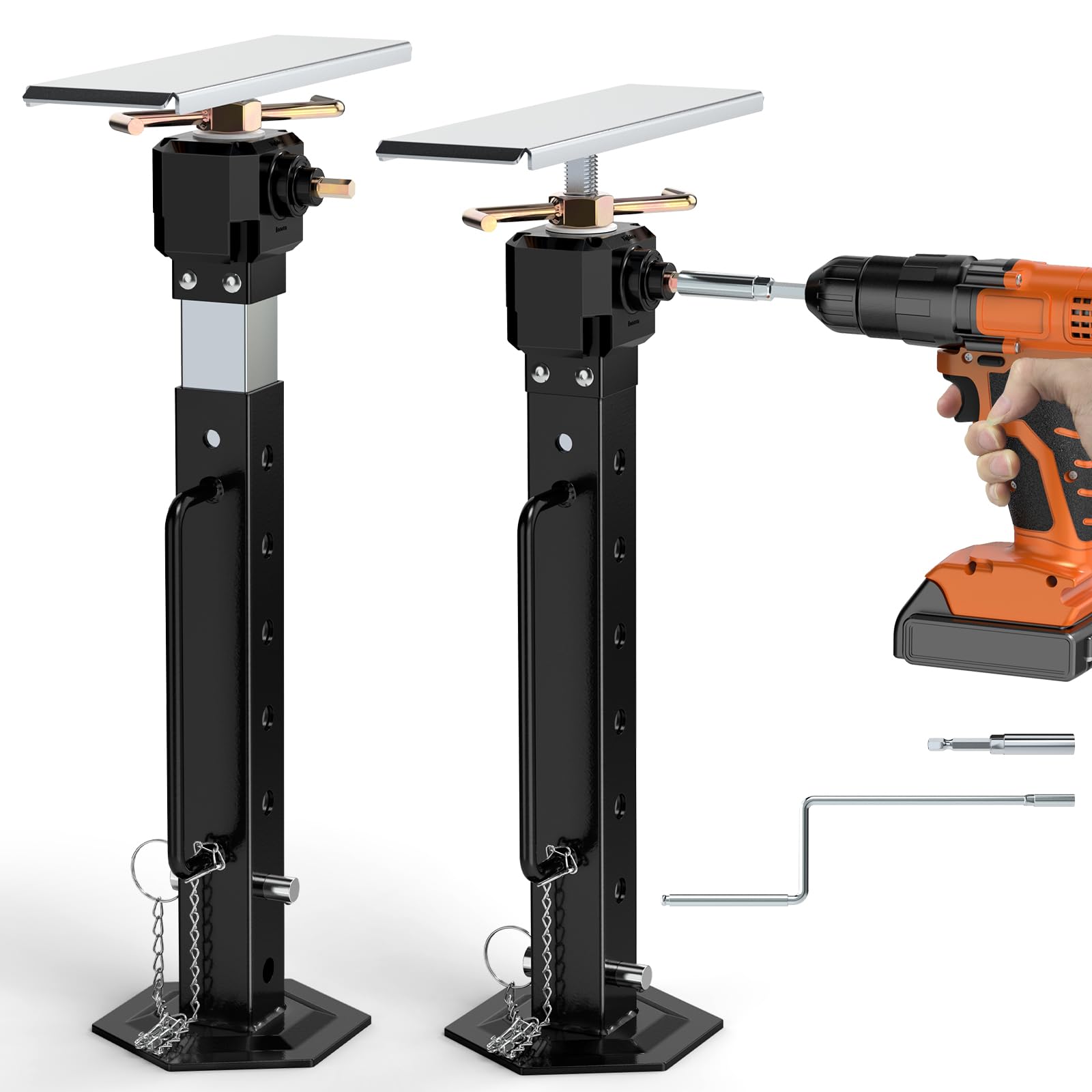 Photo 1 of RV Slide Out Support Jacks 16"-36"(Electric Drill Adjust) 2 Pcs Heavy Duty RV Stabilizer Jacks for Camper and Travel Trailer, Supports Up to 5,000 lbs and Aluminum Gear Box