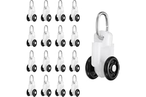 uxcell 50Pcs Curtain Track Rollers Curtain Rail Pulleys Runners Plastic Ceiling Gliders with Dual Wheel Roller for Window Tra