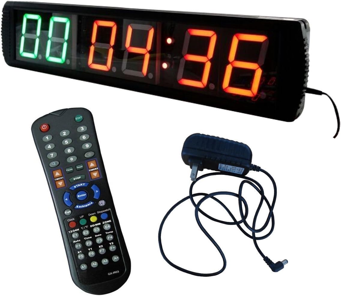 Green and Red 4-inch High LED Gym Interval Timer Programmable Wall Clock