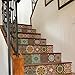 yazi Peel and Stick Tile Backsplash Stair Decals Brick Pattern Stair Riser Refurbished Stair Treads Decals 7''W x 39''L Arabic Style Wallpaper (Set of 6) (Arabic Style Tile)