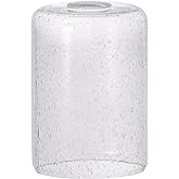 PurtekInfi Clear Bubble Seeded Cylinder Glass Lamp Shade, 1-5/8&rdquo; Fitter, 7&rdquo; Height x 5&rdquo; Diameter Replacement Shade for Pendant Light, Chandelier, Table Lamp, Wall Sconce, Floor Lamp