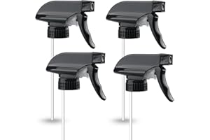 HETHYO Spray Bottle Nozzles Plastic Heavy Duty Stream Trigger Spray Nozzle Replacement Head Leak Proof Water Bottle Spray Nozzles Adjustable Head Sprayer 4 Pcs (black1)
